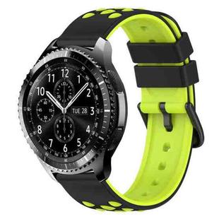 For Samsung Gear S3 Classic 22mm Two-Color Porous Silicone Watch Band(Black+Lime Green)