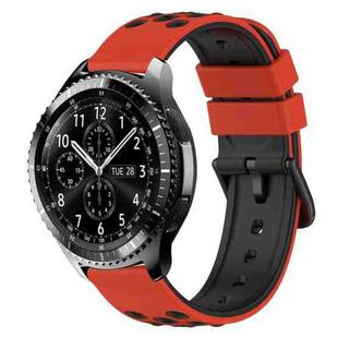 For Samsung Gear S3 Classic 22mm Two-Color Porous Silicone Watch Band(Red+Black)