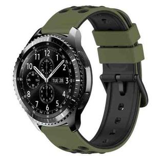 For Samsung Gear S3 Classic 22mm Two-Color Porous Silicone Watch Band(Army Green + Black)