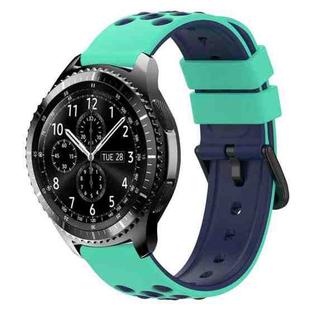 For Samsung Gear S3 Classic 22mm Two-Color Porous Silicone Watch Band(Lime Green+Blue)