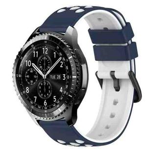 For Samsung Gear S3 Classic 22mm Two-Color Porous Silicone Watch Band(Midnight Blue + White)