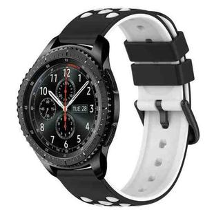 For Samsung Gear S3 Frontier 22mm Two-Color Porous Silicone Watch Band(Black+White)