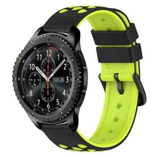 For Samsung Gear S3 Frontier 22mm Two-Color Porous Silicone Watch Band(Black+Lime Green)