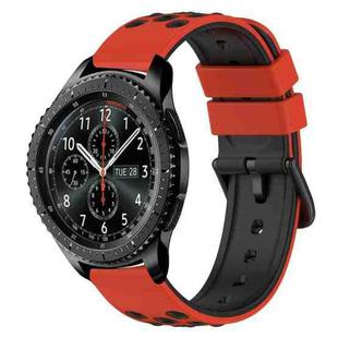 For Samsung Gear S3 Frontier 22mm Two-Color Porous Silicone Watch Band(Red+Black)