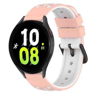 For Samsung Galaxy Watch5 44mm 20mm Two-Color Silicone Watch Band(White+Black)