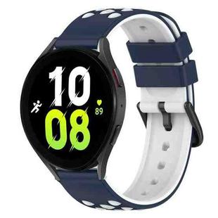 For Samsung Galaxy Watch5 44mm 20mm Two-Color Silicone Watch Band(Midnight Blue + White)
