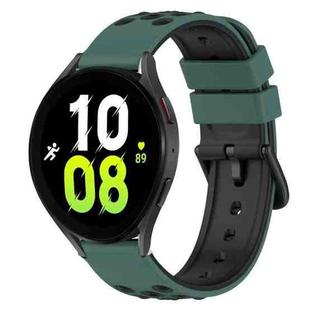 For Samsung Galaxy Watch5 40mm 20mm Two-Color Silicone Watch Band(Olive Green + Black)