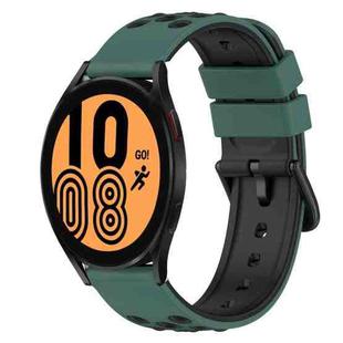 For Samsung Galaxy Watch4 40mm 20mm Two-Color Silicone Watch Band(Olive Green + Black)