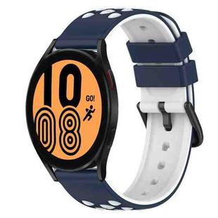 For Samsung Galaxy Watch4 40mm 20mm Two-Color Silicone Watch Band(Midnight Blue + White)