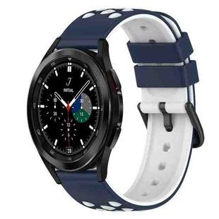 For Samsung  Galaxy Watch4 Classic 42mm 20mm Two-Color Silicone Watch Band(Midnight Blue + White)