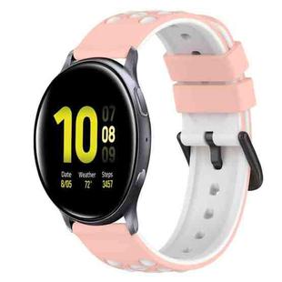 For Samsung Galaxy Watch Active2 40mm 20mm Two-Color Silicone Watch Band(White+Black)
