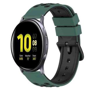 For Samsung Galaxy Watch Active2 40mm 20mm Two-Color Silicone Watch Band(Olive Green + Black)