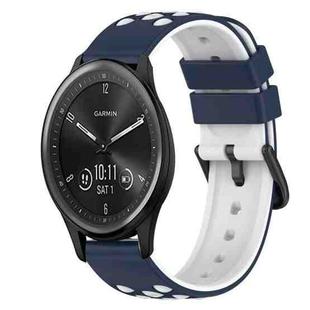 For Garmin Vivomove Sport 20mm Two-Color Silicone Watch Band(Midnight Blue + White)