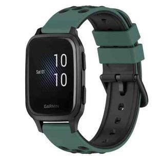 For Garmin Venu SQ 20mm Two-Color Silicone Watch Band(Olive Green + Black)