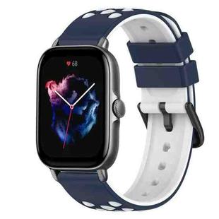 For Amazfit GTS 3 20mm Two-Color Silicone Watch Band(Midnight Blue + White)