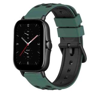 For Amazfit GTS 2E 20mm Two-Color Silicone Watch Band(Olive Green + Black)