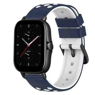 For Amazfit GTS 2 20mm Two-Color Silicone Watch Band(Midnight Blue + White)