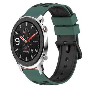 For Amazfit GTR 42mm 20mm Two-Color Silicone Watch Band(Olive Green + Black)