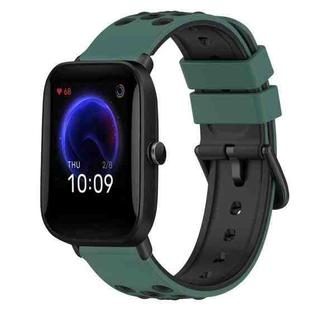 For Amazfit Pop Pro 20mm Two-Color Silicone Watch Band(Olive Green + Black)