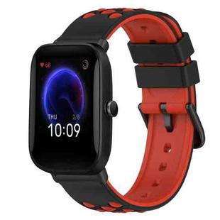 For Amazfit Pop 20mm Two-Color Silicone Watch Band(Black+White)