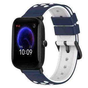 For Amazfit Pop 20mm Two-Color Silicone Watch Band(Midnight Blue + White)