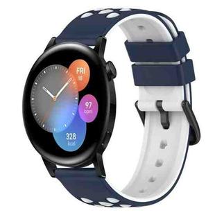 For Huawei Watch GT3 42mm 20mm Two-Color Silicone Watch Band(Midnight Blue + White)