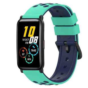 For Honor Watch ES 20mm Two-Color Silicone Watch Band(Army Green + Black)