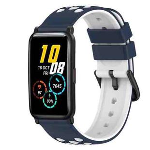 For Honor Watch ES 20mm Two-Color Silicone Watch Band(Midnight Blue + White)