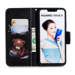 Colored Drawing Pattern Horizontal Flip Leather Case for Huawei Nova 3i&P smart plus,with Holder & Card Slots & Wallet(Bear)