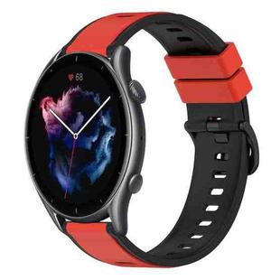 For Amazfit GTR 3 22mm Two-Color Silicone Watch Band(Red+Black)