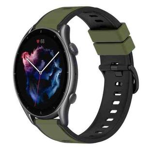 For Amazfit GTR 3 22mm Two-Color Silicone Watch Band(Army Green + Black)