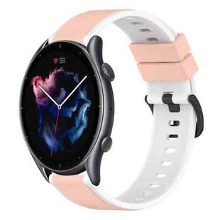 For Amazfit GTR 3 Pro 22mm Two-Color Silicone Watch Band(Pink+White)