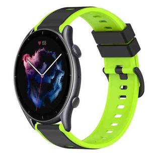 For Amazfit GTR 3 Pro 22mm Two-Color Silicone Watch Band(Black+Lime Green)