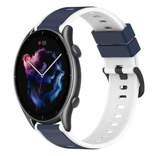 For Amazfit GTR 3 Pro 22mm Two-Color Silicone Watch Band(Midnight Blue + White)