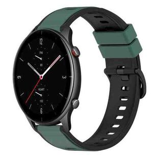 For Amazfit GTR 2e 22mm Two-Color Silicone Watch Band(Olive Green + Black)