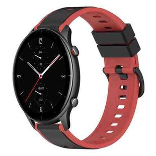 For Amazfit GTR 2e 22mm Two-Color Silicone Watch Band(Black+Red)