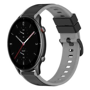 For Amazfit GTR 2e 22mm Two-Color Silicone Watch Band(Black+Grey)
