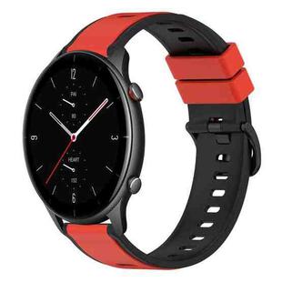 For Amazfit GTR 2e 22mm Two-Color Silicone Watch Band(Red+Black)