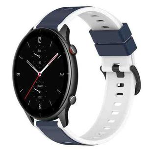 For Amazfit GTR 2e 22mm Two-Color Silicone Watch Band(Midnight Blue + White)