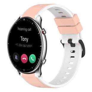 For Amazfit GTR 2 22mm Two-Color Silicone Watch Band(Pink+White)