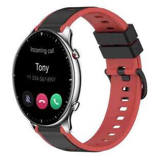 For Amazfit GTR 2 22mm Two-Color Silicone Watch Band(Black+Red)