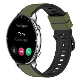 For Amazfit GTR 2 22mm Two-Color Silicone Watch Band(Army Green + Black)