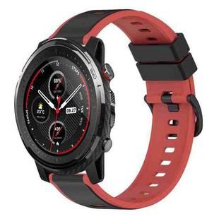 For Amazfit 3 22mm Two-Color Silicone Watch Band(Black+Red)