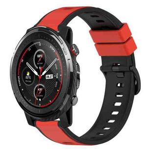 For Amazfit 3 22mm Two-Color Silicone Watch Band(Red+Black)