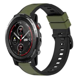 For Amazfit 3 22mm Two-Color Silicone Watch Band(Army Green + Black)