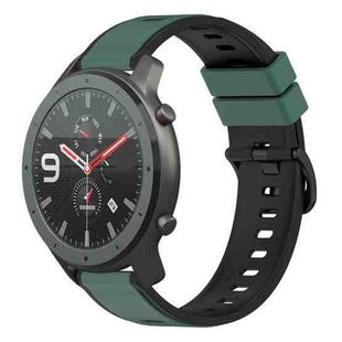 For Amazfit GTR 47mm 22mm Two-Color Silicone Watch Band(Olive Green + Black)