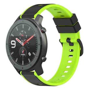 For Amazfit GTR 47mm 22mm Two-Color Silicone Watch Band(Black+Lime Green)