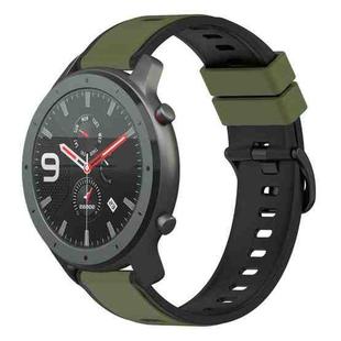 For Amazfit GTR 47mm 22mm Two-Color Silicone Watch Band(Army Green + Black)