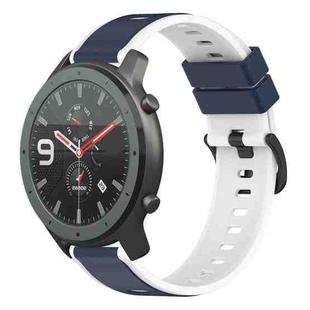 For Amazfit GTR 47mm 22mm Two-Color Silicone Watch Band(Midnight Blue + White)