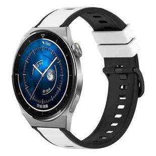 For Huawei Watch GT3 Pro 46mm 22mm Two-Color Silicone Watch Band(White+Black)